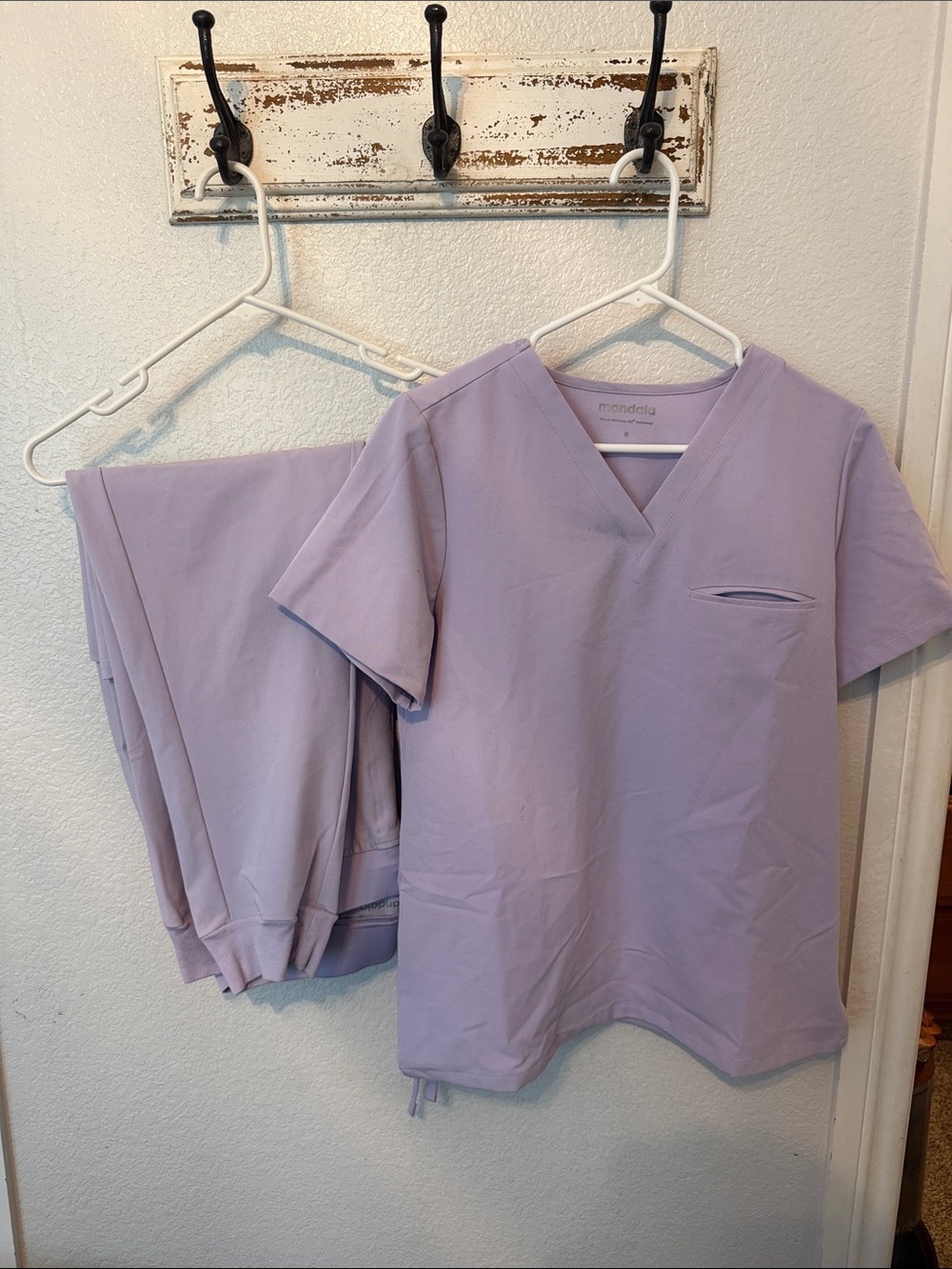 Mandala lavendar scrubs MEDIUM TOP/LARGE PANTS